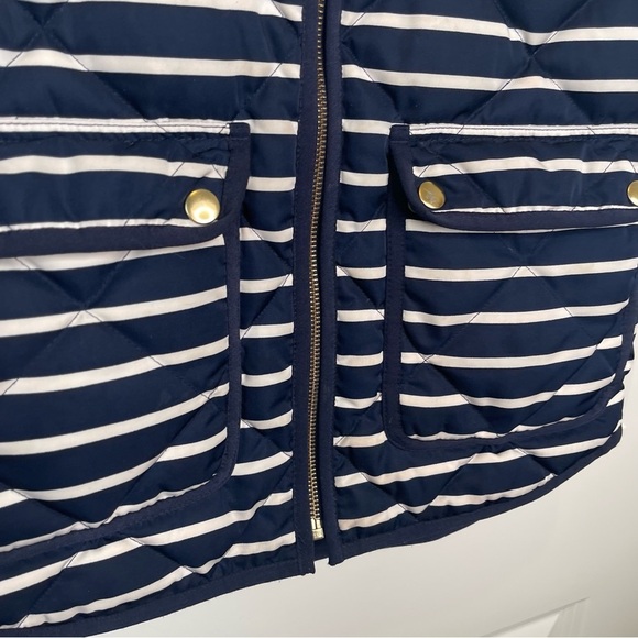 J. Crew Vest Navy Striped Quilted Down Vest Sleeveless Jacket 02727 - Picture 8 of 16
